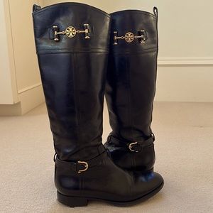 Tory Burch Black Leather Riding Boots